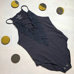 AMERICAN EAGLE OUTFITTERS Navy Blue Lace Detail BodySuit Size M